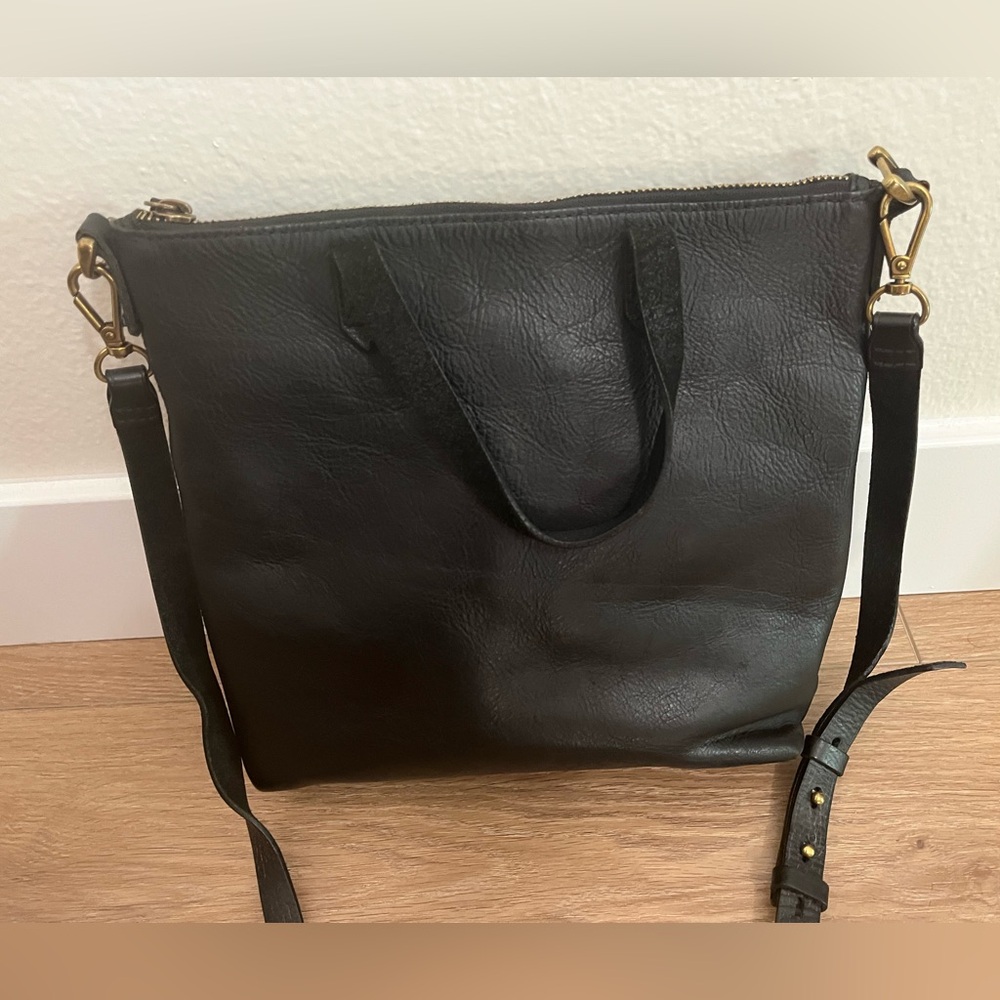 Madewell Black Leather Zip Top Shoulder Bag - Picture 2 of 7